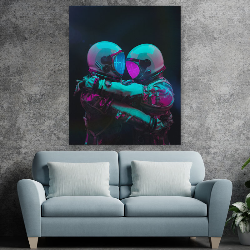 Πίνακας σε καμβά Astronauts In Embrace